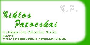 miklos patocskai business card